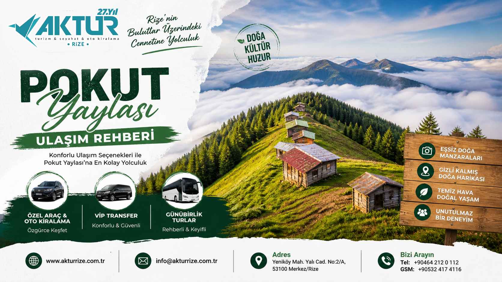 Rize günübirlik turlar Karadeniz doğa yayla ve köy turları banner